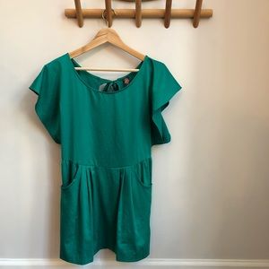 FREE PEOPLE Green Dress Pockets Cut Out Sz 8